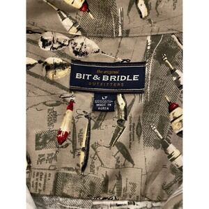 Bit & Bridle Outfitters Fishing‎ Lure Print Button Up Short Sleeve Shirt LT